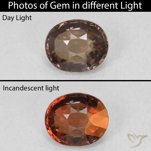 1.39ct Natural Marrón medio Granate que cambia de color, Ovalada, VVS