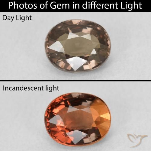 1.15ct Natural Marrón cálido Granate que cambia de color, Ovalada, VVS
