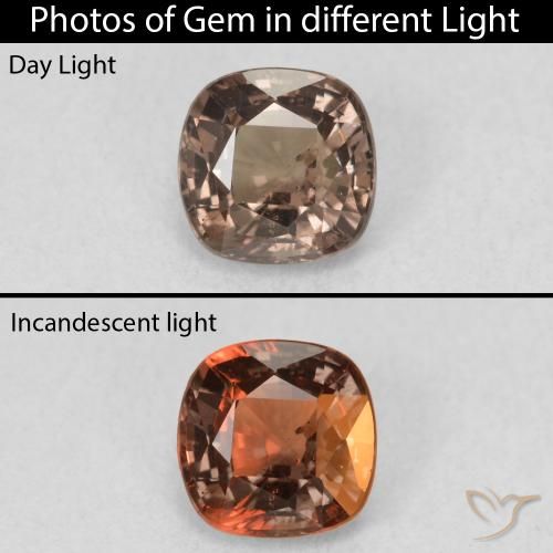 0.93ct Natural Marrón claro medio Granate que cambia de color, Forma Cojín, VS