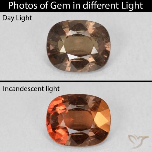 1.62ct Natural Marrón jengibre Granate que cambia de color, Forma Cojín, VS