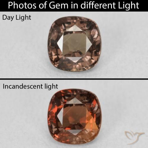 1.06ct Natural Marrón jengibre Granate que cambia de color, Forma Cojín, VS