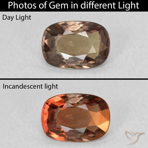 0.97ct Natural Marrón claro medio Granate que cambia de color, Forma Cojín, VS