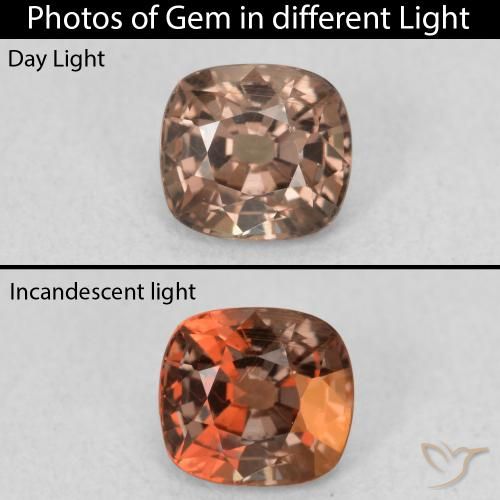0.95ct Natural Marrón medio Granate que cambia de color, Forma Cojín, VS