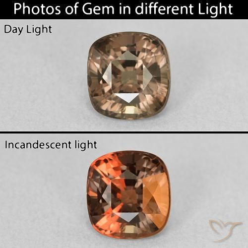 1.13ct Natural Marrón claro medio Granate que cambia de color, Forma Cojín, VVS-VS