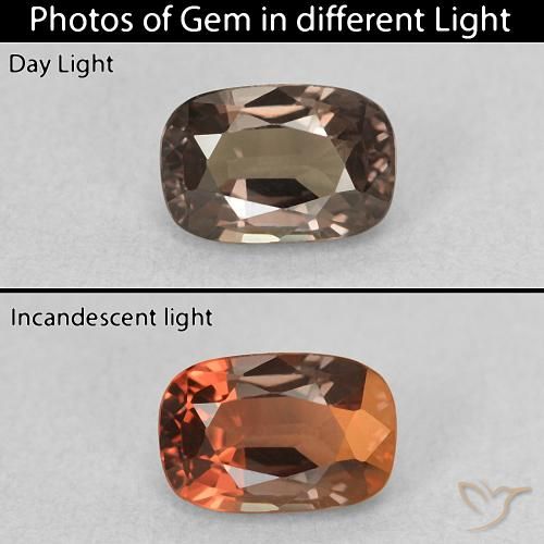 0.97ct Natural Marrón claro medio Granate que cambia de color, Forma Cojín, VVS
