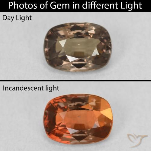 0.97ct Natural Marrón claro medio Granate que cambia de color, Forma Cojín, VS