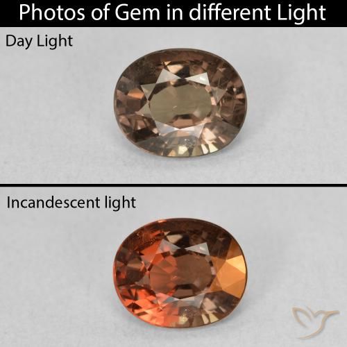 1.16ct Natural Marrón claro medio Granate que cambia de color, Ovalada, VS