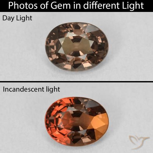 1.37ct Natural Marrón claro medio Granate que cambia de color, Ovalada, VS