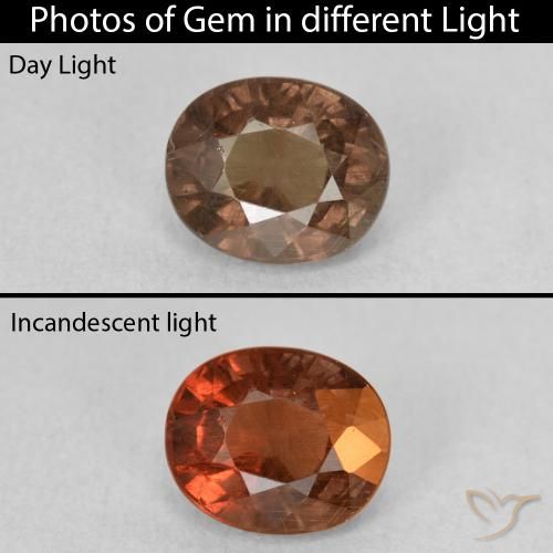1.53ct Natural Marrón claro medio Granate que cambia de color, Ovalada, VS
