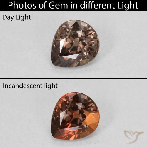 0.97ct Natural Marrón oscuro Granate que cambia de color, En forma de pera, VS