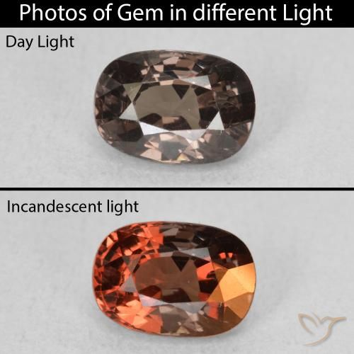 1.05ct Natural Marrón oscuro Granate que cambia de color, Forma Cojín, VS