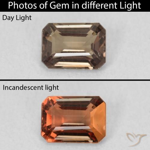 1.08ct Natural Marrón oscuro Granate que cambia de color, corte esmeralda, VVS-VS