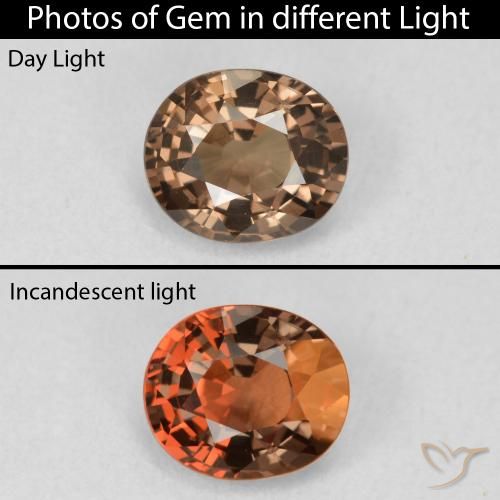 1.08ct Natural Marrón oscuro Granate que cambia de color, Ovalada, VVS-VS
