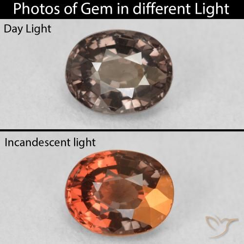 1.07ct Natural Marrón oscuro Granate que cambia de color, Ovalada, VVS-VS