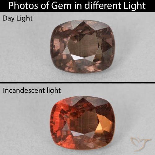 1.90ct Natural Marrón claro medio Granate que cambia de color, Forma Cojín, VS