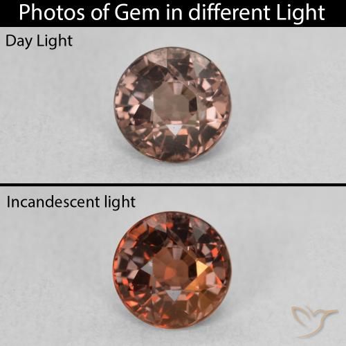 1.15ct Natural Marrón claro medio Granate que cambia de color, Redondo, VS