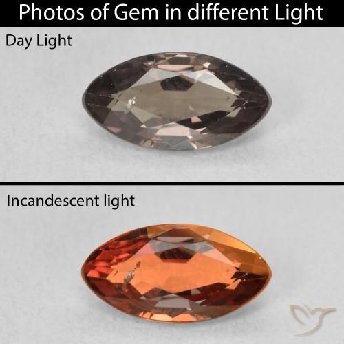 1.09ct Natural Marrón claro medio Granate que cambia de color, Marquesa, VS-SI