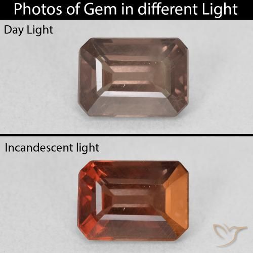 1.70ct Natural Marrón claro medio Granate que cambia de color, corte esmeralda, VS