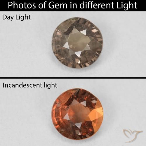 0.79ct Natural Marrón cálido Granate que cambia de color, Redondo, VS