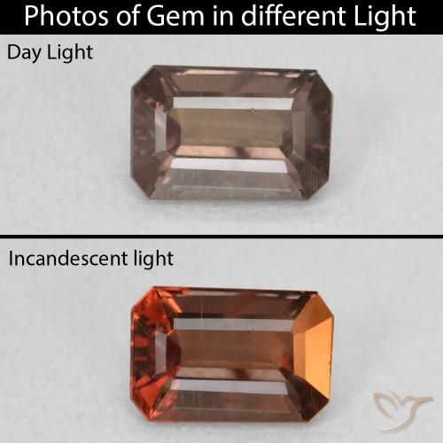1.24ct Natural Marrón claro medio Granate que cambia de color, corte esmeralda, VVS-VS