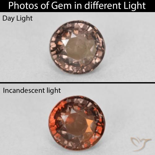 1.11ct Natural Marrón oscuro Granate que cambia de color, Redondo, VS