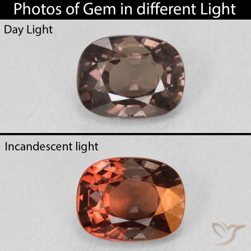 1.47ct Natural Marrón oscuro Granate que cambia de color, Forma Cojín, VS