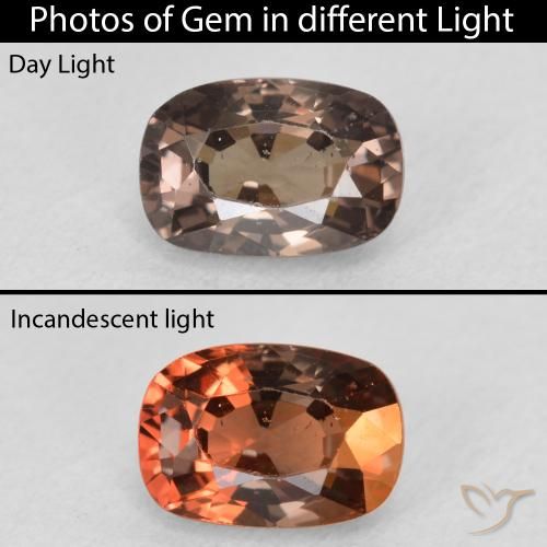 1.39ct Natural Marrón oscuro Granate que cambia de color, Forma Cojín, VS