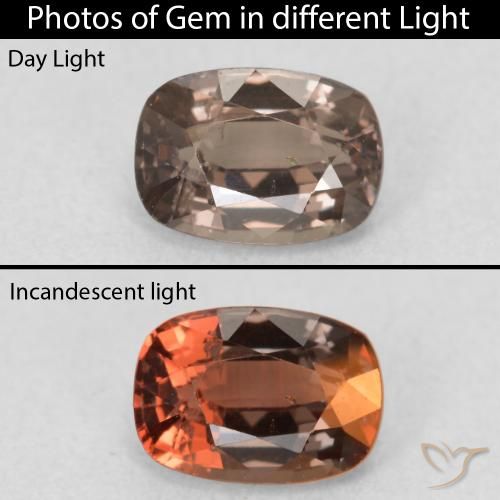 1.04ct Natural Marrón claro medio Granate que cambia de color, Forma Cojín, VS