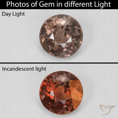 1.29ct Natural Marrón claro medio Granate que cambia de color, Redondo, VS