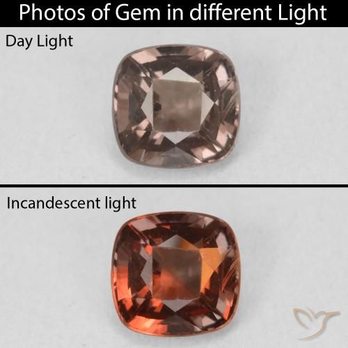 1.16ct Natural Marrón nuez Granate que cambia de color, Forma Cojín, VS