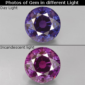Zafiro con cambio de color multicolor natural de 4,60 ct, corte redondo, VS