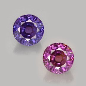 Zafiro con cambio de color multicolor natural de 0,77 ct, corte redondo, VS