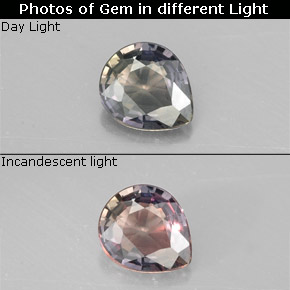 Zafiro que cambia de color Multicolor natural de 0.61 ct, En forma de pera, VS