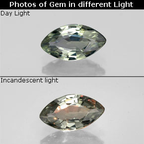 Zafiro con cambio de color multicolor natural de 0,71 ct, marquesa, VVS