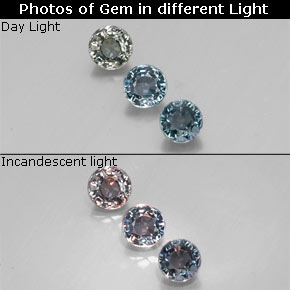 Gemas de zafiro con cambio de color multicolor natural de  ct, corte redondo, VVS-VS