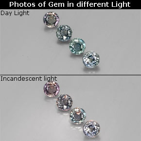 Gemas de zafiro con cambio de color multicolor natural de  ct, corte redondo, VS