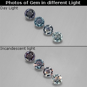 Gemas de zafiro con cambio de color multicolor natural de  ct, corte redondo, VVS-VS