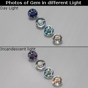 Gemas de zafiro con cambio de color multicolor natural de  ct, corte redondo, VVS-VS