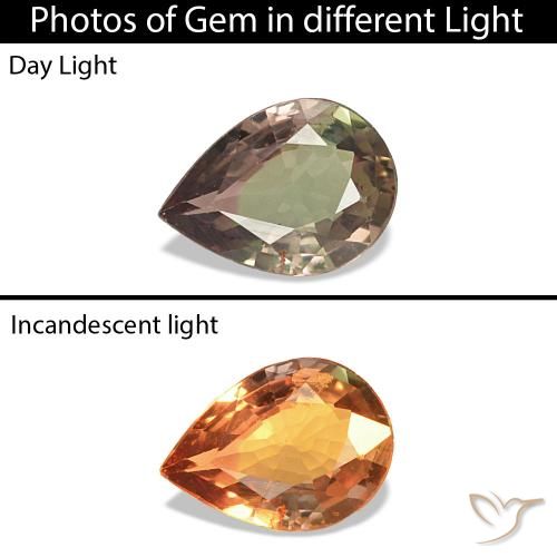 Zafiro que cambia de color Marrón claro medio natural de 0.22 ct, En forma de pera, VVS