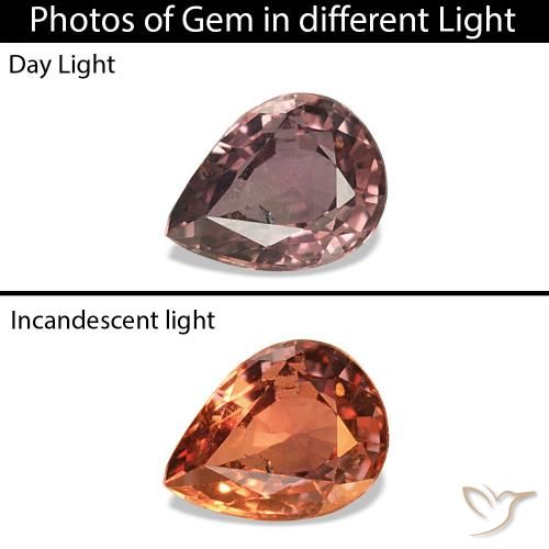 Zafiro que cambia de color Marrón claro medio natural de 0.27 ct, En forma de pera, VS