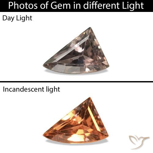 Zafiro que cambia de color Marrón claro medio natural de 0.19 ct, Forma elegante, VVS