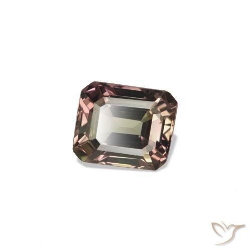 Zafiro que cambia de color Marrón claro medio natural de 0.34 ct, corte esmeralda, VVS