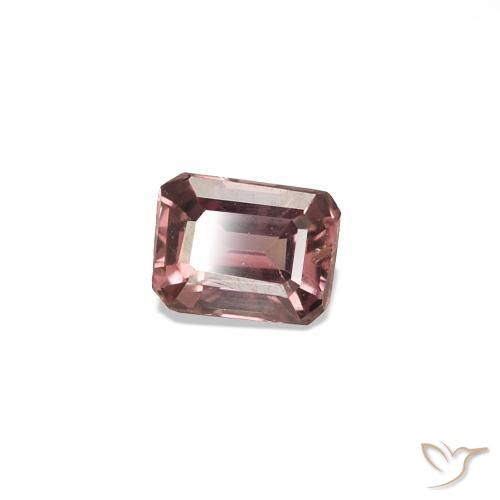 Zafiro que cambia de color Rosado medio natural de 0.14 ct, corte esmeralda, VS