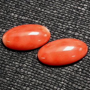 Gemas de coral rosa natural de  ct, corte óvalo, opaco