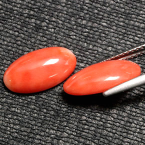 Gemas de coral rosa natural de  ct, corte óvalo, opaco