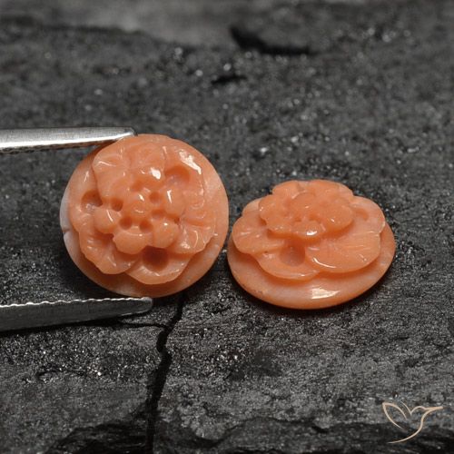 Gemas de coral rosa natural de 4,26 ct, corte flor, opaco