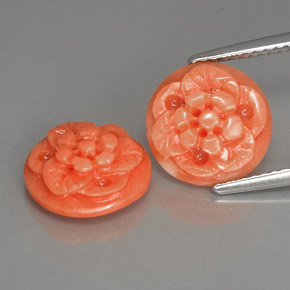 Gemas de coral rosa natural de  ct, forma elegante, opaco