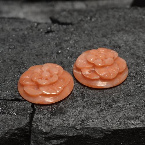 Gemas de Coral Rosado medio natural de 5.71 ct, Corte Flor, Opaco