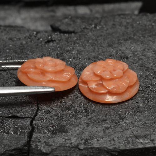 Gemas de Coral Rosado medio natural de 5.71 ct, Corte Flor, Opaco
