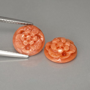 Gemas de coral rosa natural de  ct, forma elegante, opaco